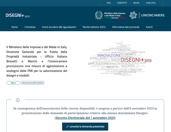 Home page portale bando Disegni+2023