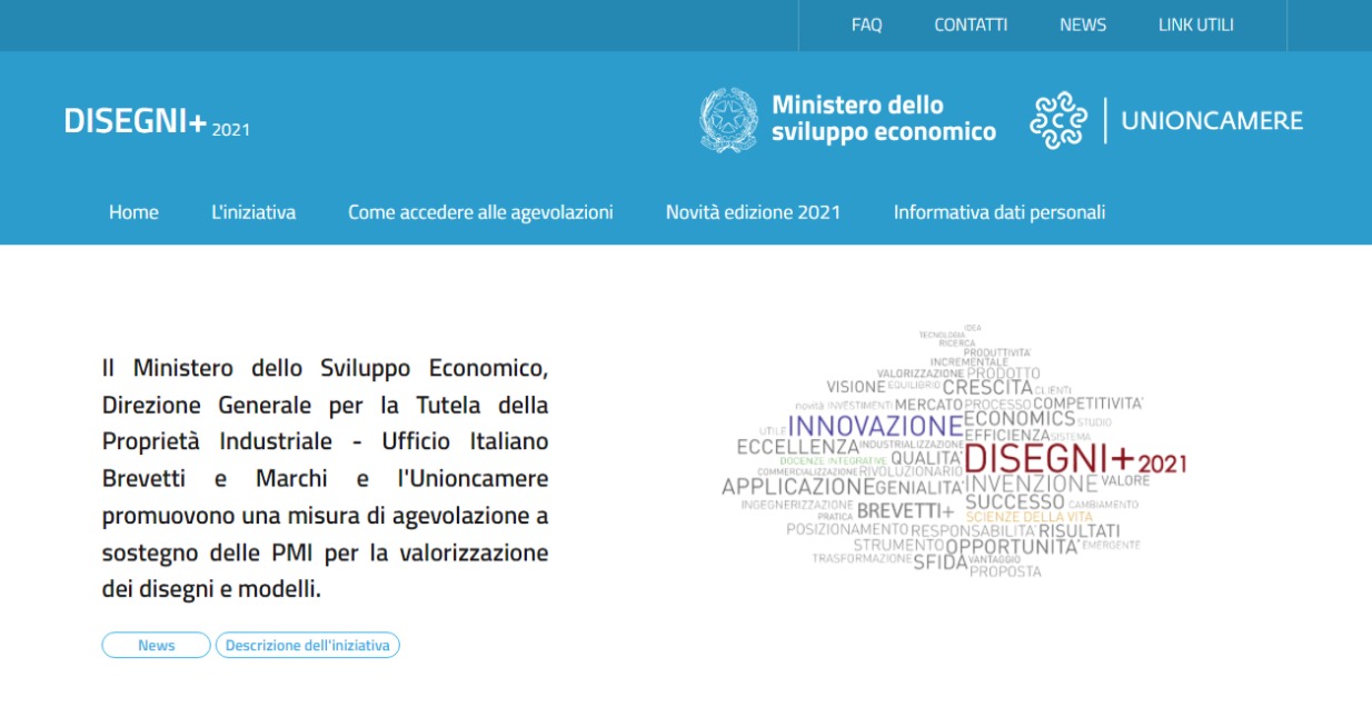 Home page portale bando Disegni+2021