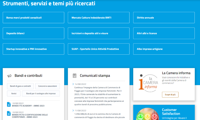 servizi e bandi CCIAA Foggia