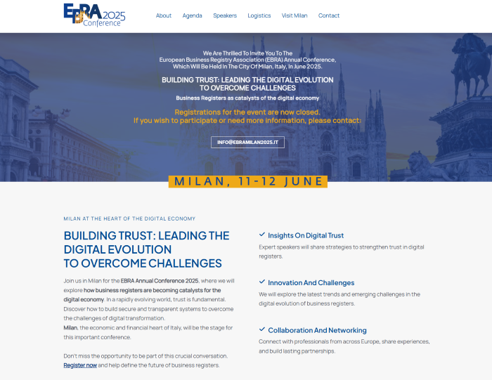Home page sito web Conferenza EBRA 2025