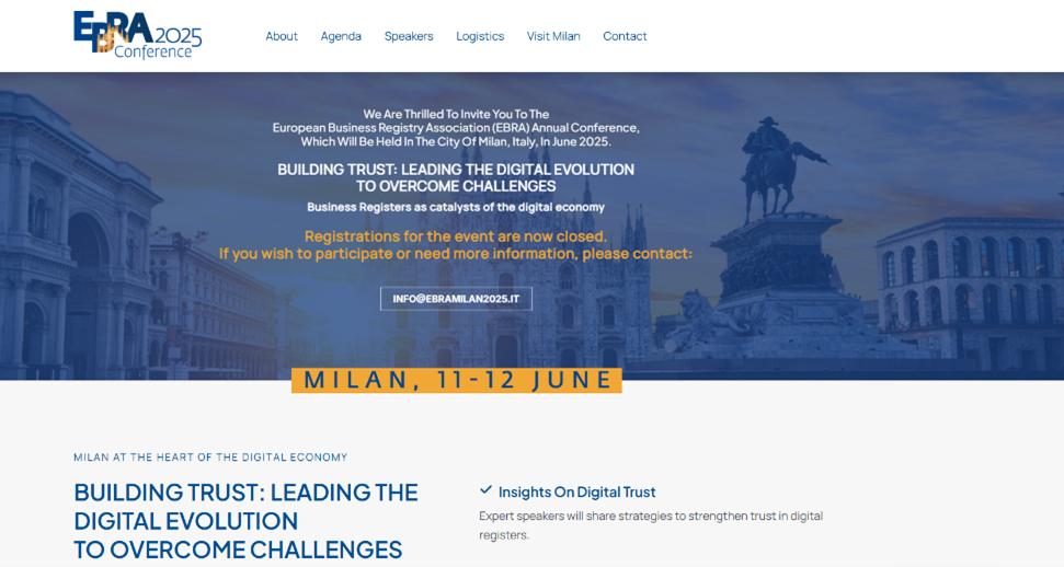 "Home page sito conferenza EBRA"